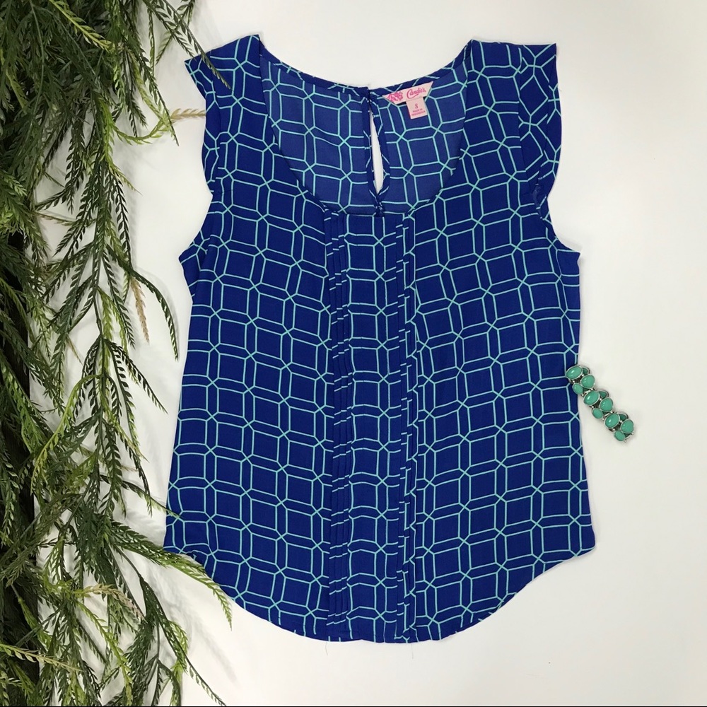 CANDIES cap sleeve geometric blouse size s
